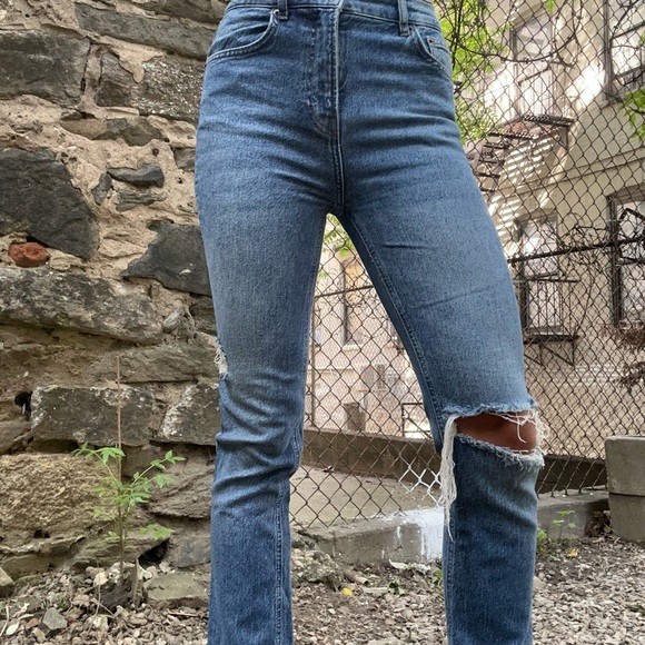 Reformation Boot Cut Blue Jeans - Picture 2 of 3